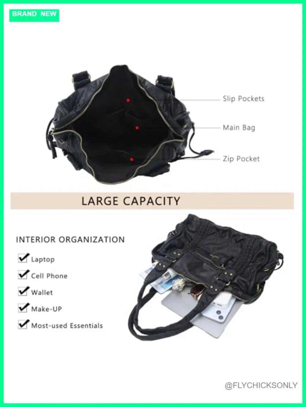 Vegan Leather Hobo Bag Large Tote Shoulder Purse with Pockets for Work Travel